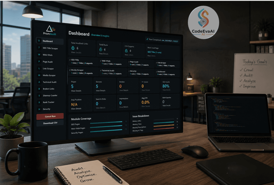 PrismAudit SEO Tool Dashboard